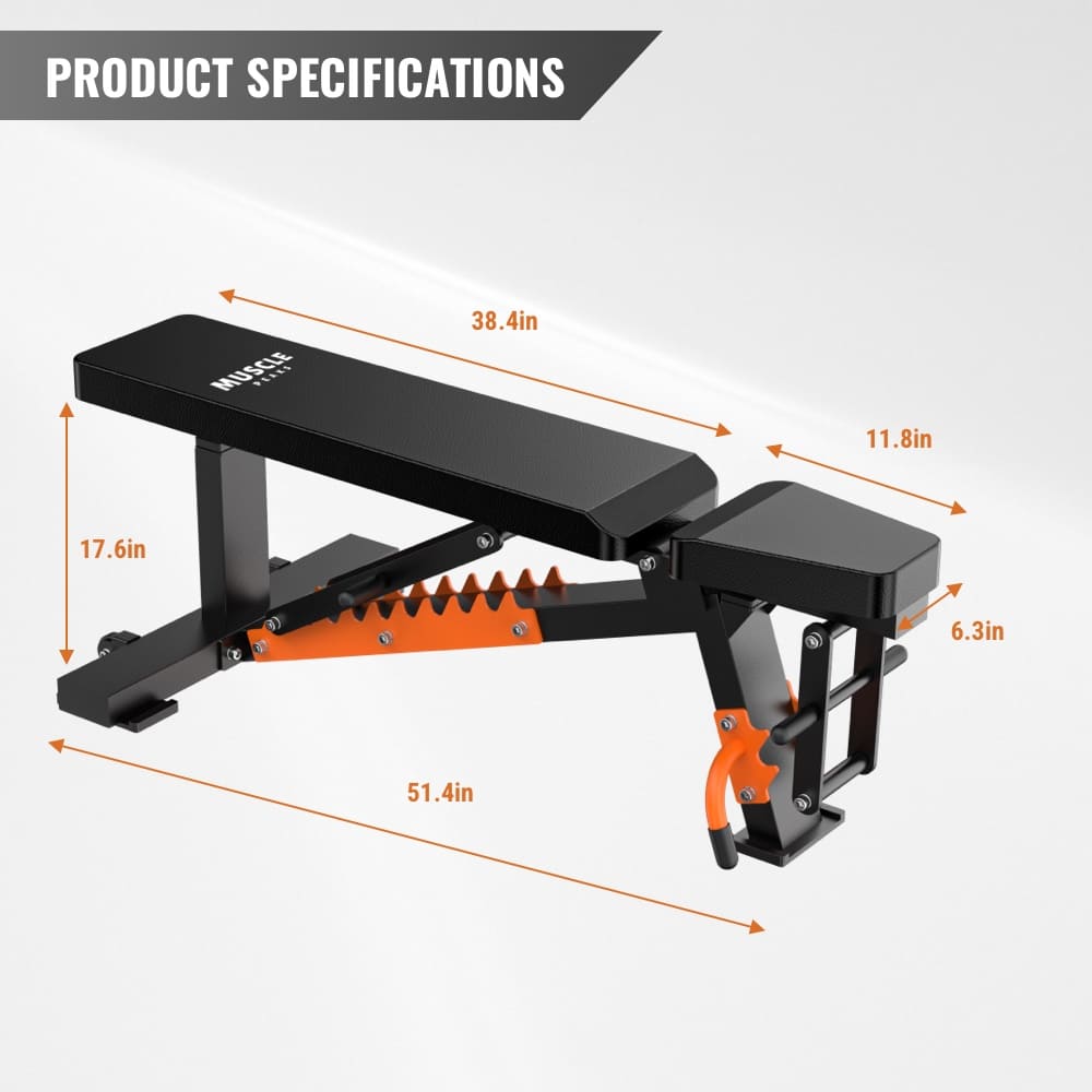 A black adjustable weight bench set muscle peaks