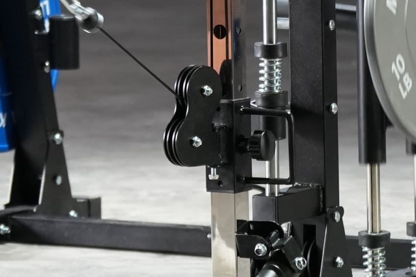 One part of cable system on smith machine.