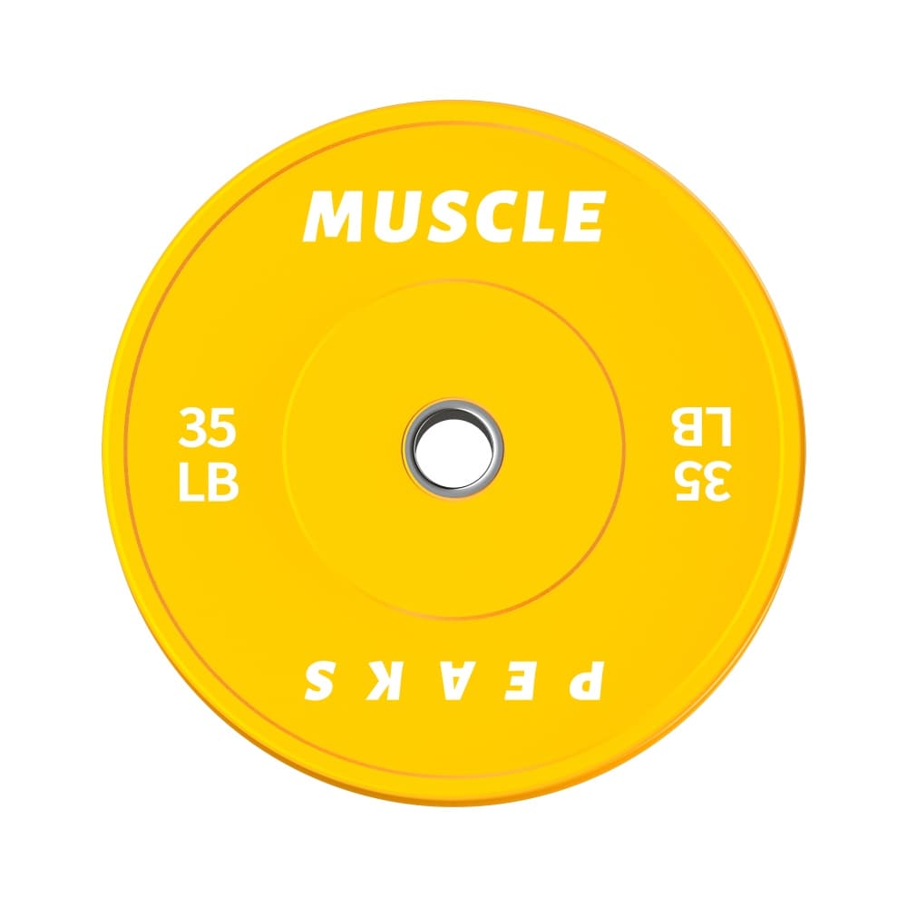 A yellow barbell disk 35LB