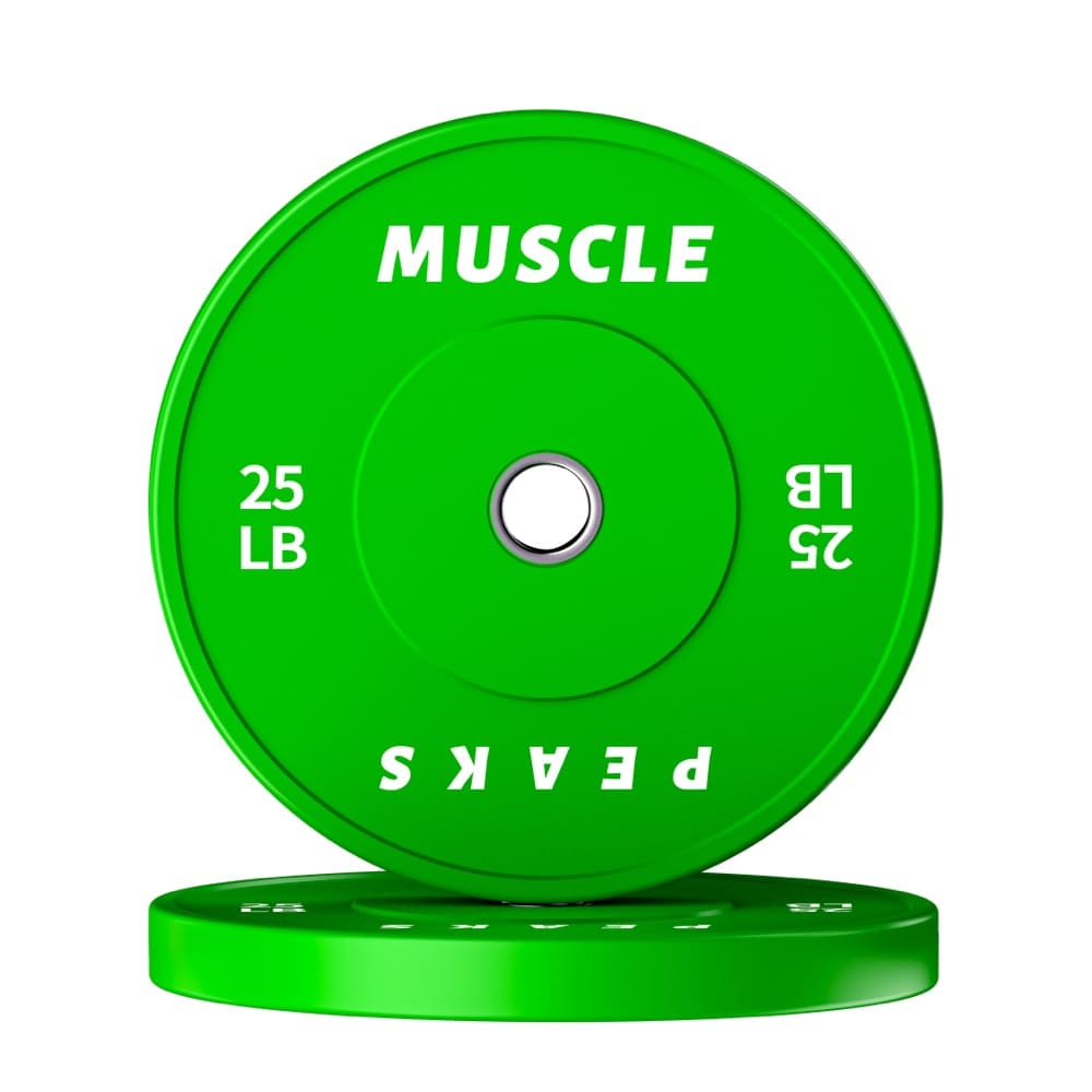 2 gym green barbell disk 25LB muscle peaks