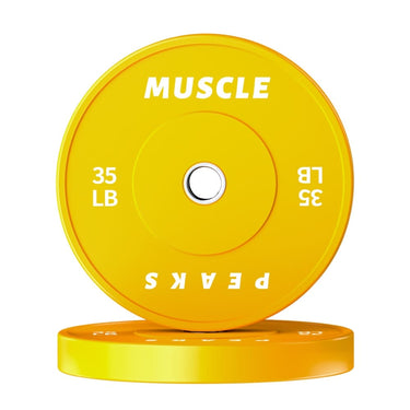 Gym yellow barbell disk 35LB muscle peaks