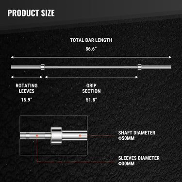Designed for Heavy Lifting: Supports up to 2000lbs
Olympic Barbell: 7 feet Long and Weighs 45lbs