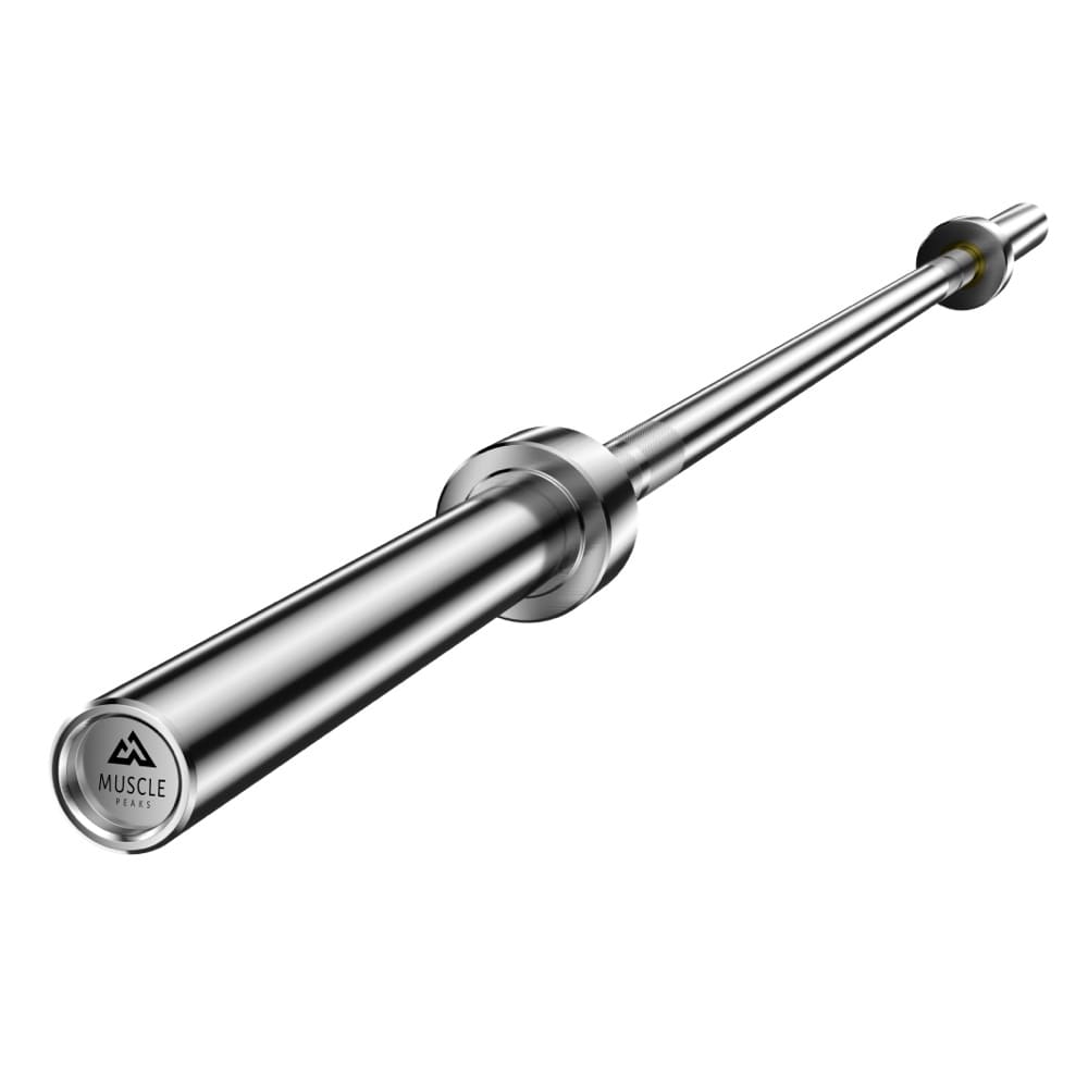 A sliver barbell bar