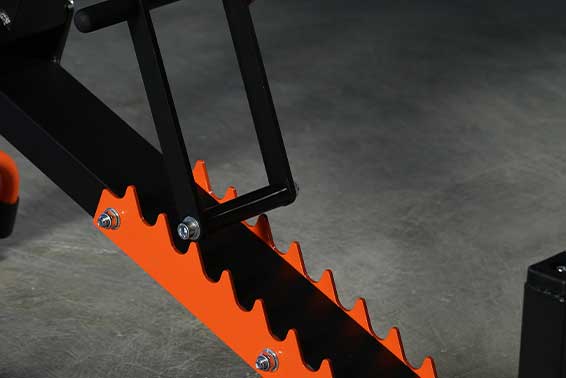 An adjustable part on a weight bench
