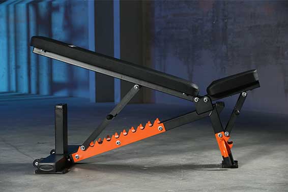 A black adjustable weight bench