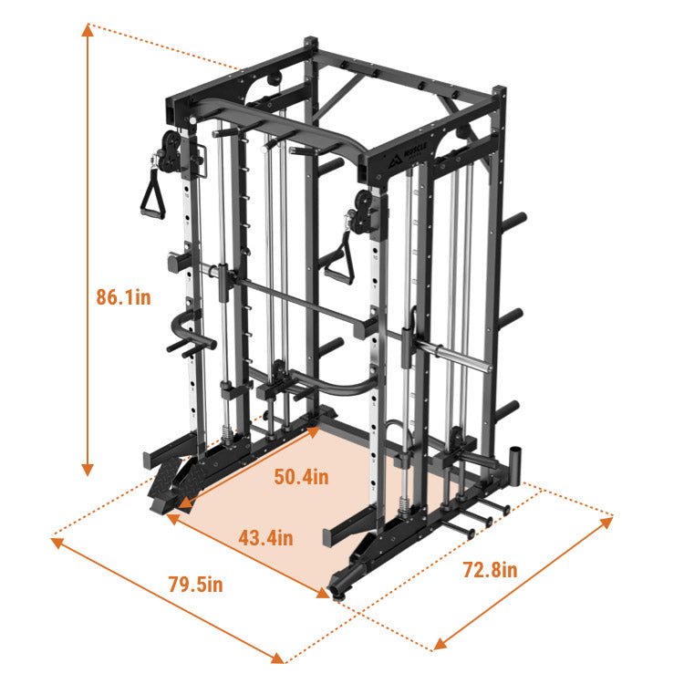 A all in one smith machine which size is 86.1in*79.5in*72.8in