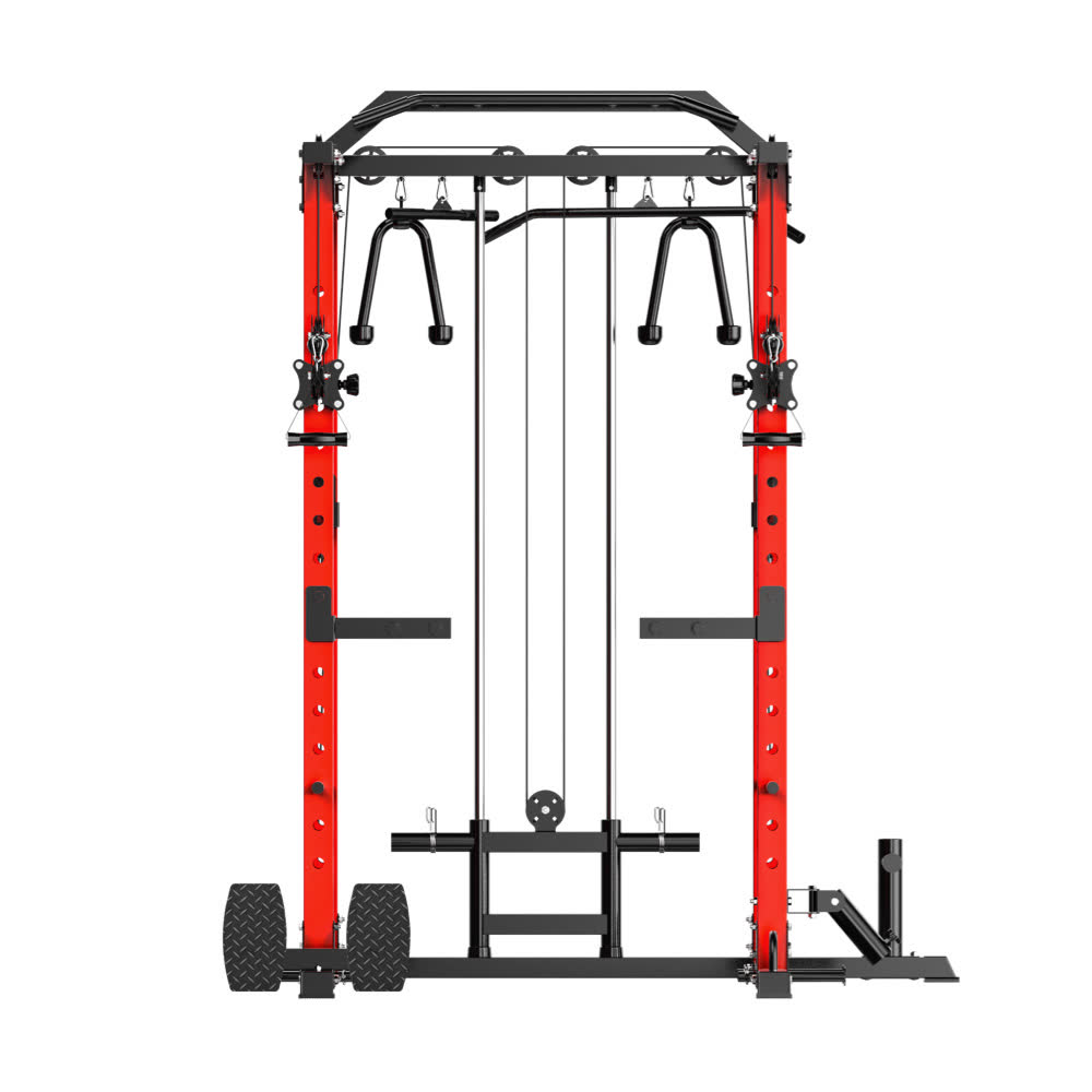 Rhino combines a power rack, cable crossover, pull-up bar, and landmine into one single trainer. You can enjoy significant cost efficiencies that surpass buying each component separately.