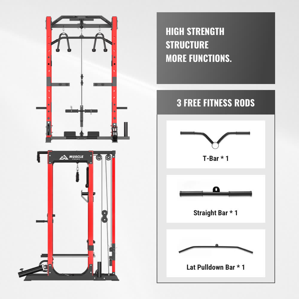 An all in one power rack, an useful Exercise equipment which has 3 free fitness rods