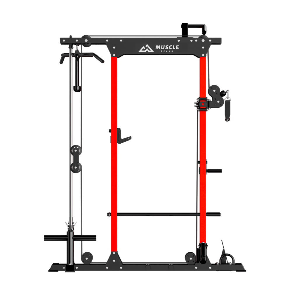 Rhino combines a power rack, cable crossover, pull-up bar, and landmine into one single trainer. You can enjoy significant cost efficiencies that surpass buying each component separately.