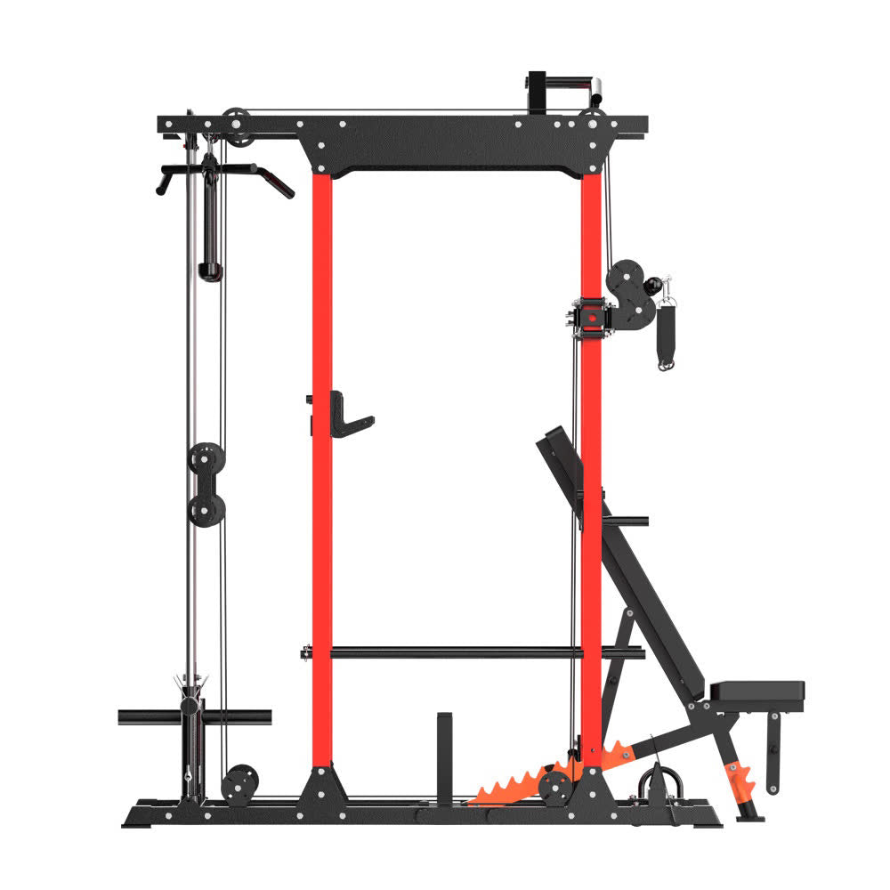 Rhino combines a power rack, cable crossover, pull-up bar, and landmine into one single trainer. You can enjoy significant cost efficiencies that surpass buying each component separately.