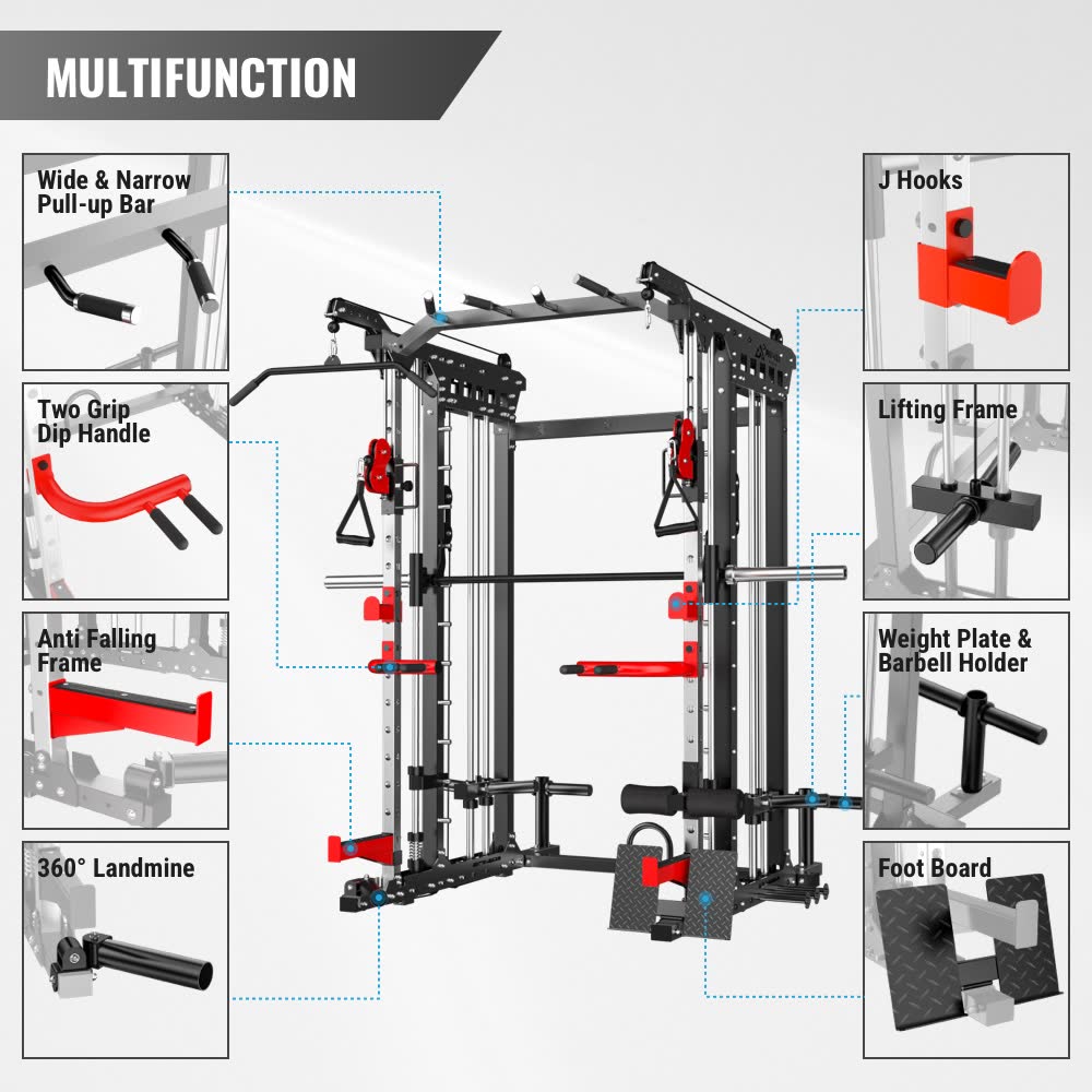 You can see all fuctions in the home gym power rack