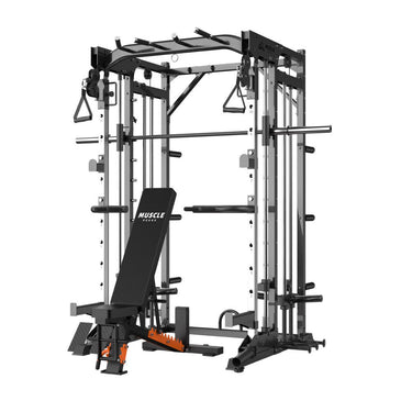 A black smith machine with bench all in one home gym can help you to do more than 90 exercise. muscle peaks