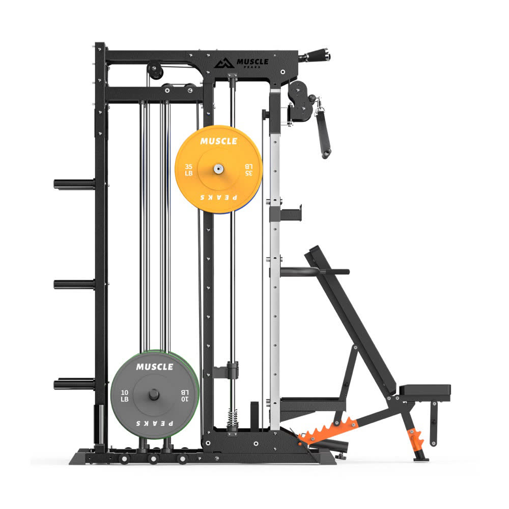 A black smith machine with bench all in one home gym can help you to do more than 90 exercise. muscle peaks