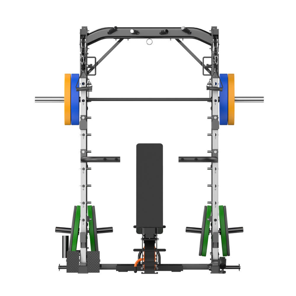 A black smith machine with bench all in one home gym can help you to do more than 90 exercise. muscle peaks