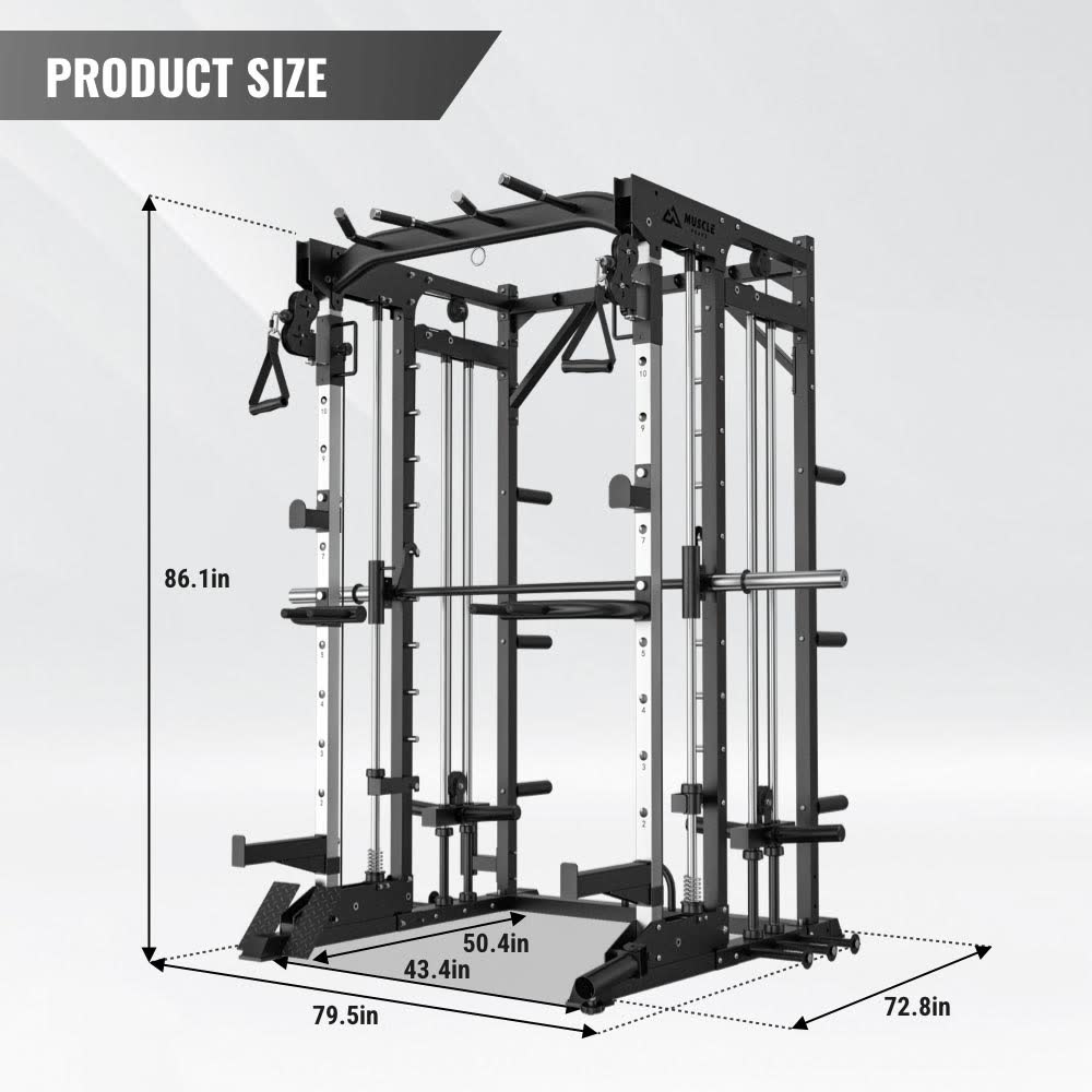 A black smith machine with bench all in one home gym can help you to do more than 90 exercise. muscle peaks