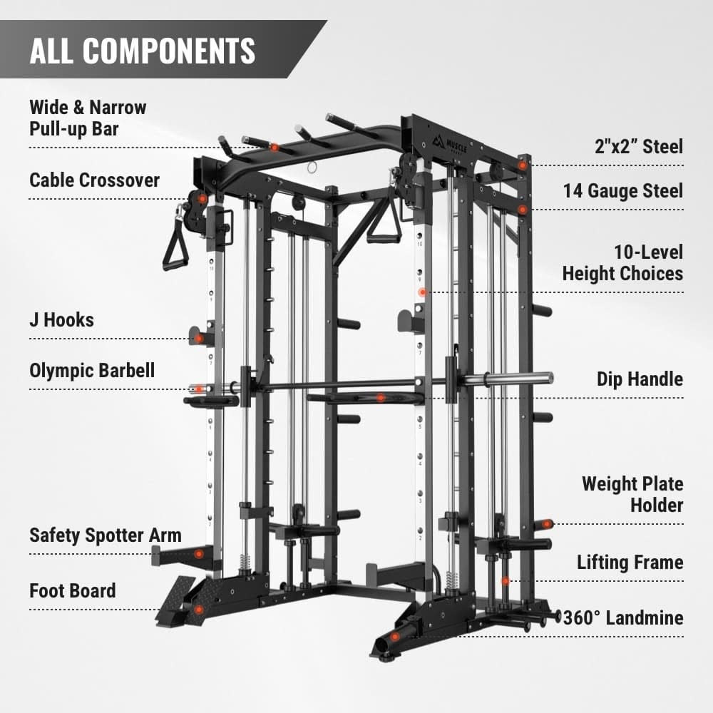 A black smith machine with bench all in one home gym can help you to do more than 90 exercise. muscle peaks